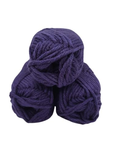 Häkelgarn – Strickgarn - Mützengarn -über 30 Farben zur Wahl- Set mit Label- 3 Knaul a 50gr ohne Banderole - Wolle zum Stricken und Häkeln -Ll. 55m /50g, 30% Merinowolle Farbe (165 pflaume) von H&W Vertrieb