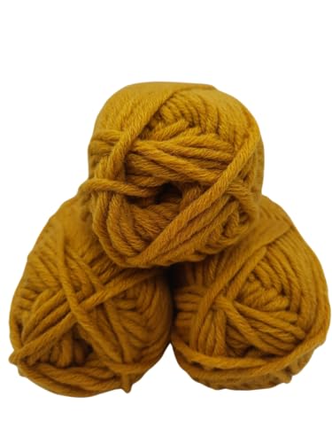H&W Vertrieb Wolle - Strickgarn & Häkelgarn - Mützengarn & Schalwolle - Über 30 Farben zur Wahl - Set mit Label - 3 Knaul à 50g ohne Banderole - Universell einsetzbar - 30% Merinowolle (Curry 111) von H&W Vertrieb
