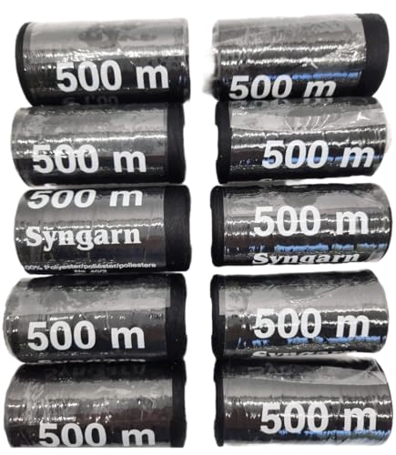 Nähgarn 10x 500m Spulen - hochwertiger Nähfaden - sowohl als Nähmaschinenfaden als auch zum Nähen mit der Hand bestens geeignet (10x schwarz) von H&W Vertrieb