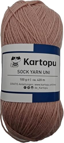 Sockenwolle 4 fädig uni/Farbauswahl 100gr einfarbige Strumpfwolle / 420m LL – 100gr / filzfrei/Ökotexzertifiziert (beige) von H&W Vertrieb