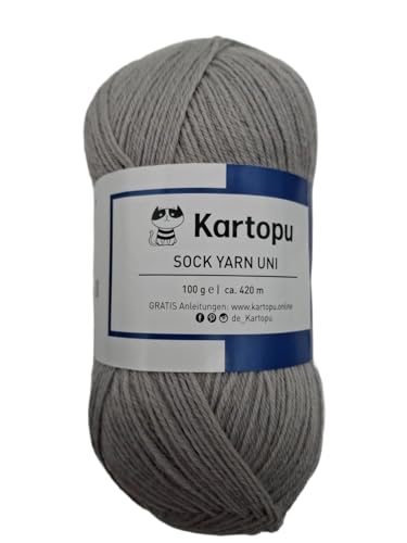 Sockenwolle 4 fädig uni/Farbauswahl 100gr einfarbige Strumpfwolle / 420m LL – 100gr / filzfrei/Ökotexzertifiziert (grau) von H&W Vertrieb