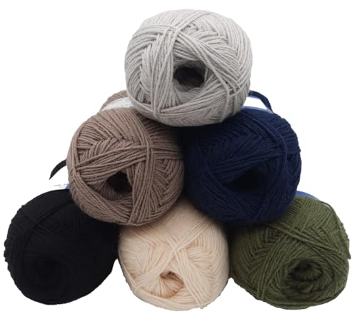 Sockenwolle 4 fädig uni / 6 Farben a 100gr einfarbige Strumpfwolle / 420m LL – 100gr / filzfrei/Ökotex (Strumpffarben) von H&W Vertrieb