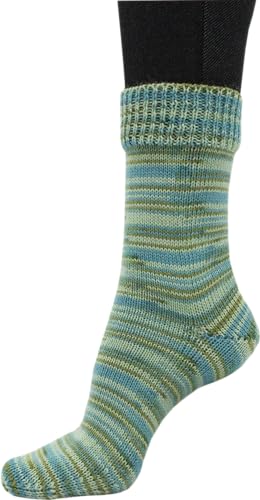 Sockenwolle Strumpfwolle Color 4fädig 100gr Knaul - Farbauswahl an butem Strumpfgarn- 420m Lauflänge, Filzfrei (1001) von H&W Vertrieb
