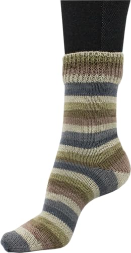 Sockenwolle Strumpfwolle Color 4fädig 100gr Knaul - Farbauswahl an butem Strumpfgarn- 420m Lauflänge, Filzfrei (1004) von H&W Vertrieb