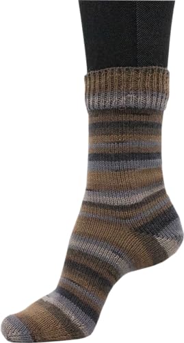Sockenwolle Strumpfwolle Color 4fädig 100gr Knaul - Farbauswahl an butem Strumpfgarn- 420m Lauflänge, Filzfrei (1005) von H&W Vertrieb
