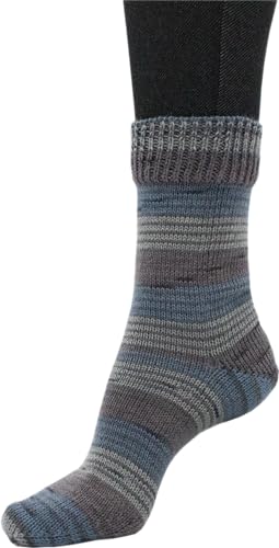 Sockenwolle Strumpfwolle Color 4fädig 100gr Knaul - Farbauswahl an butem Strumpfgarn- 420m Lauflänge, Filzfrei (1011) von H&W Vertrieb