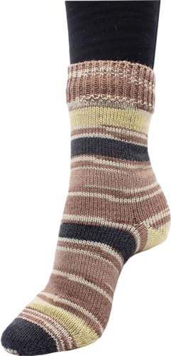 Sockenwolle Strumpfwolle Color 4fädig 100gr Knaul - Farbauswahl an butem Strumpfgarn- 420m Lauflänge, Filzfrei (1013) von H&W Vertrieb