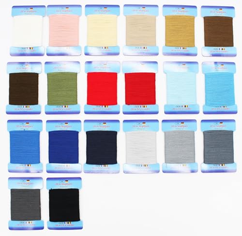 Stopfgarn Box mit 20 Karten a 20m Polyacryl - Stopftwist zum Ausbessern von Textilien (Farbmix) von H&W Vertrieb