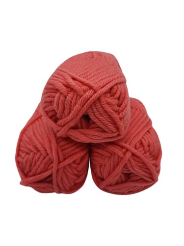 Strickgarn und Häkelgarn aus 100% Wolle (Merinowolle) -sehr weiches angenehmes hochwertiges Garn -mit über 20 Farben - 3x50gr Set ohne Banderole - Lauflänge ca. 45m / 50g (339 himbeere) von H&W Vertrieb