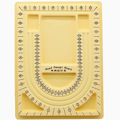H&W Gelbes Perlenbrett mit Beflockung, 24,1 x 32,8 cm, Design-Perlenbrett, Bastelwerkzeug für Mädchen und Halsketten, Schmuckdesigner von H&W