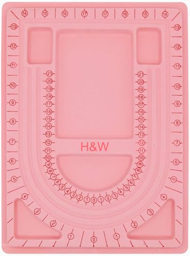 H&W Rosa Perlen Design Board für die Schmuckherstellung,Beflockt Perlenbrett,Schmuck Design Aufbewahrungsbox,DIY-Schmuck machen Tablett für Halsketten, Armbänder, Schmuck machen Organizer Tools von H&W