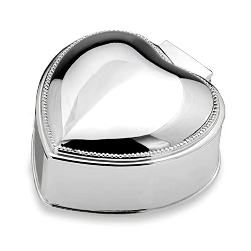 H.Bauer jun. Schmuckdose Herz versilbert - 7 x 7 cm kleine Schmuckschatulle aus Metall, anlaufgeschützt & glatt poliert mit Perlrand - romantische Aufbewahrungsdose für Schmuck & Geschenkidee von H.Bauer jun.