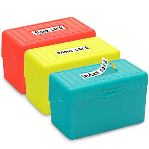 H4D Karteikartenhalter, 7,6 x 12,7 cm, Karteibox, Organizer, 3 x 5 Flash-Notizkartenhalter, 300 Karten Kapazität, 3 Packungen (Rot/Grün/Gelb) von H4D
