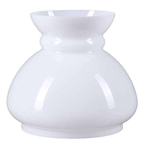 Lampenglas Petroleumlampe mit Ringauflage Weiß Opalglas glänzend d=145mm von H4L
