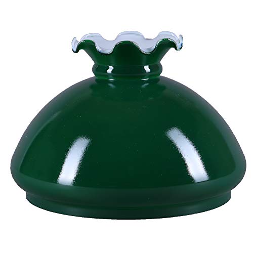 Petroleumglas rund Ø 189mm Lampenglas Grün Ersatzglas Rüschenrand Leuchteglas Glasschirm von H4L