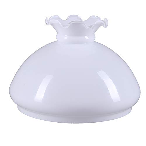Petroleumglas rund Ø 189mm Lampenglas Weiß Ersatzglas Rüschenrand Leuchteglas Glasschirm von H4L