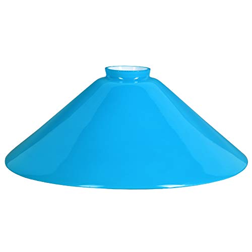 Schusterschirm Lampenglas Ersatzglas Ø 300mm Blau, Leuchtenglas rund Schusterglas Opalglas Glasschirm mit Kragen von H4L