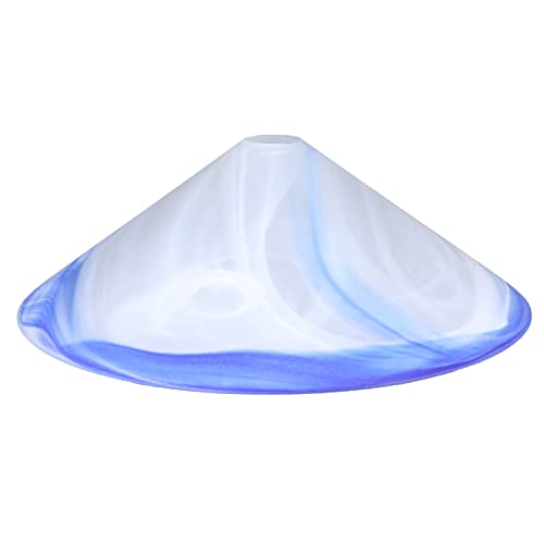Schusterschirm alabaster Ø 420mm weiß/blau Lampenglas Vestaschirm Ersatzglas E27 Schusterglas rund von H4L