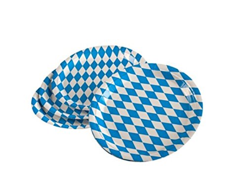 10er Set Teller blau/weiß Raute Muster 23 cm für Bayern, Bierfest, Parties 10er Set Teller blau/weiß Raute Muster 23 cm für Bayern, Bierfest, Parties von HAAC