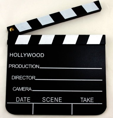 Regieklappe Filmklappe Szenenklappe Hollywood Partyknaller Holz 20 cm x 18 cm von HAAC