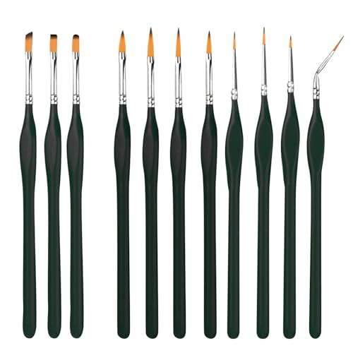 Malpinsel – 11-teilig, professionelle Pinsel für Details für Acryl, Details, Aquarellpinsel, kleines Set mit feinen Pinseln, Modellbau, professionelle Kunstmodelle für Miniaturen von HAALII