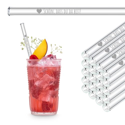 50x Gravierte Glasstrohhalme als Hochzeitgastgeschenke - Schön, dass du da bist Spruch 50x Gravierte Glasstrohhalme als Hochzeitgastgeschenke - Schön, dass du da bist Spruch von HÅLM
