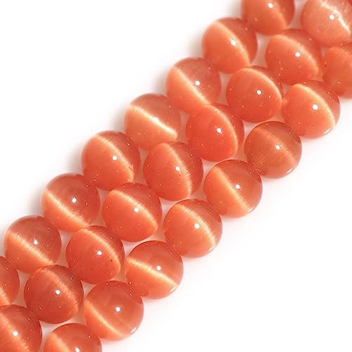10mm Runde Pfirsich Katze Auge Perlen Lose Edelstein Perlen für Schmuck Making Strang 15 Zoll (38-40pcs) von HAAMIIQII