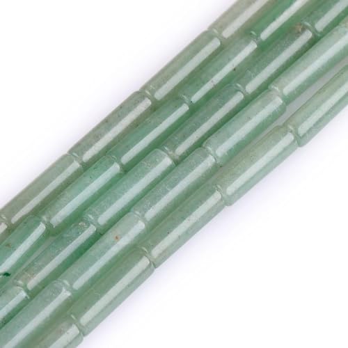 4x13mm Säule Zylinder Rohr Grüne Aventurin Perlen Halbkostbare Edelstein Perlen für Schmuck Making Strang 15 Zoll (28pcs) von HAAMIIQII