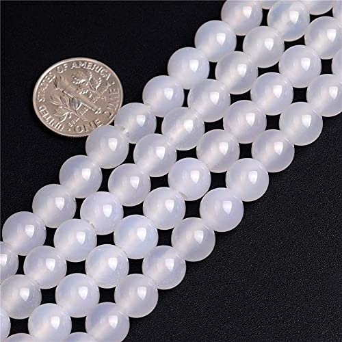 6mm Natürliche Weiße Achat Perlen Runde Lose Edelstein Energie Heilung Perlen für Schmuck Machen Strand 15 Zoll (63-66 stücke) von HAAMIIQII