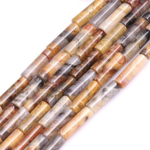 HAAMIIQII 28pcs 4x13mm Natürliche Gelbe Verrückte Spitze Achat Perlen Spalte Zylinder Rohr Lose Edelstein Perlen für Schmuck Herstellung DIY Armband Halskette von HAAMIIQII