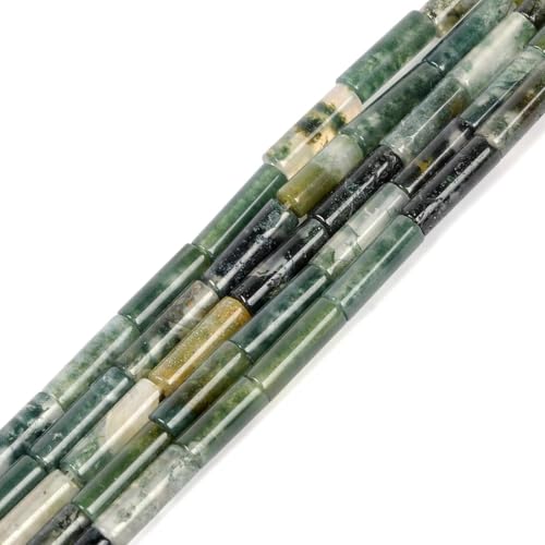 HAAMIIQII 28pcs 4x13mm Natürliche Moos Achat Perlen Säule Tube Lose Edelstein Perlen für Schmuck Herstellung DIY Armband Halskette HAAMIIQII 28pcs 4x13mm Natürliche Moos Achat Perlen Säule Tube Lose Edelstein Perlen für Schmuck Herstellung DIY Armband Halskette von HAAMIIQII
