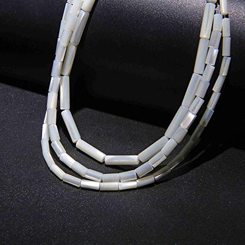 HAAMIIQII 28pcs 4x13mm Natürliche Mutter der Perle Shell Perlen Säule Zylinder Rohr Lose Edelstein Perlen für Schmuck Herstellung DIY Armband Halskette von HAAMIIQII