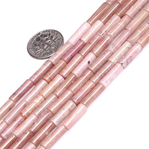 HAAMIIQII 28pcs 4x13mm Natürliche Rhodochrosit Perlen Säule Zylinder Tube Lose Edelstein Perlen für Schmuck Herstellung DIY Armband Halskette von HAAMIIQII