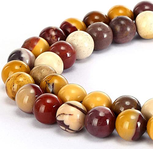 HAAMIIQII 30 Stück 12 mm natürliche Mookait-Jaspis-Perlen, rund, lose Edelstein-Perlen für Schmuckherstellung, DIY-Armband, Halskette von HAAMIIQII