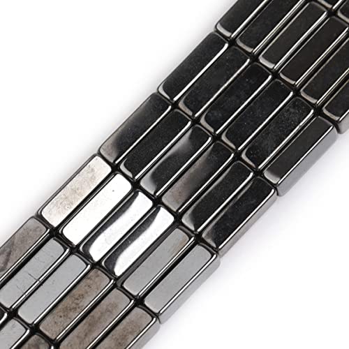 HAAMIIQII 30pcs 4x13mm Natürliche Schwarze Hämatit Lose Edelstein Perlen Rechteck Abstandsstein Perlen für Schmuck Herstellung DIY Armband Halskette von HAAMIIQII