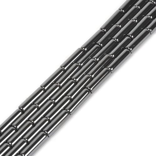 HAAMIIQII 30pcs 4x13mm Natürliche Schwarze Hämatit Lose Edelstein Perlen Zylinder Abstandsstein Perlen für Schmuck Herstellung DIY Armband Halskette von HAAMIIQII