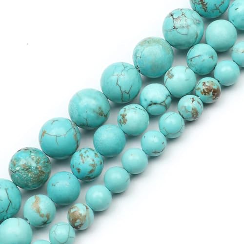 HAAMIIQII 35pcs 10mm Blau Türkis Perlen Runde Lose Edelstein Perlen für Schmuck Herstellung DIY Armband Halskette von HAAMIIQII