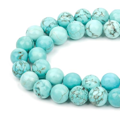 HAAMIIQII 35pcs 10mm Blau Türkis Perlen Runde Lose Edelstein Perlen für Schmuck Herstellung DIY Armband Halskette HAAMIIQII 35pcs 10mm Blau Türkis Perlen Runde Lose Edelstein Perlen für Schmuck Herstellung DIY Armband Halskette von HAAMIIQII