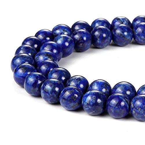 HAAMIIQII 35pcs 10mm Lapis Lazuli Perlen Runde Lose Edelstein Perlen für Schmuck Herstellung DIY Armband Halskette von HAAMIIQII