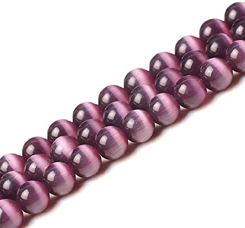 HAAMIIQII 35pcs 10mm Lila Cat Eye Perlen Runde Lose Edelstein Perlen für Schmuck Herstellung DIY Armband Halskette von HAAMIIQII
