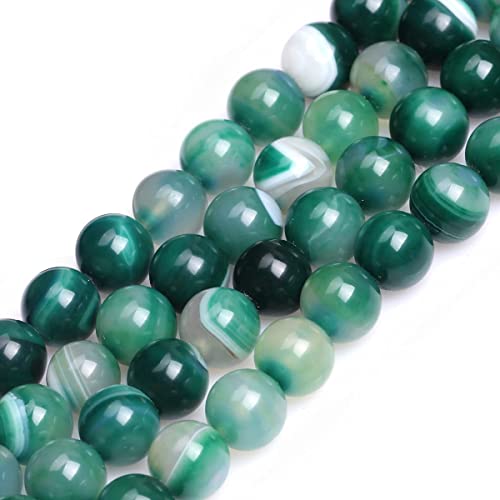 HAAMIIQII 35pcs 10mm Natürliche Grün Banded Achat Perlen Runde Lose Edelstein Perlen für Schmuck Herstellung DIY Armband Halskette von HAAMIIQII
