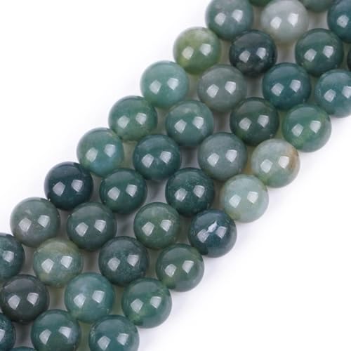 HAAMIIQII 35pcs 10mm Natürliche Moos Achat Perlen Runde Lose Edelstein Perlen für Schmuck Herstellung DIY Armband Halskette von HAAMIIQII