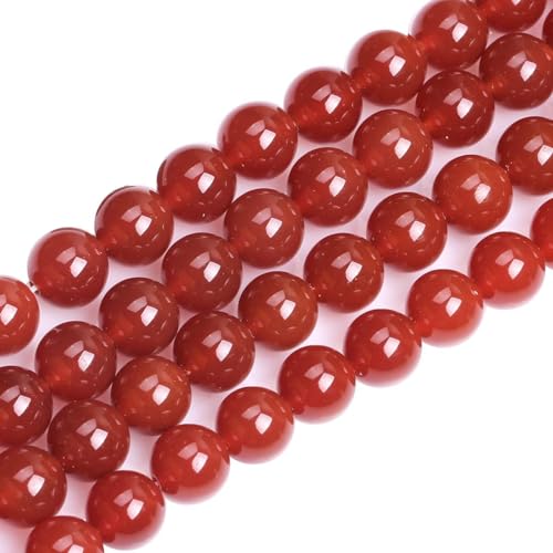 HAAMIIQII 35pcs 10mm Natürliche Rote Achat Perlen Runde Lose Edelstein Perlen für Schmuck Herstellung DIY Armband Halskette von HAAMIIQII