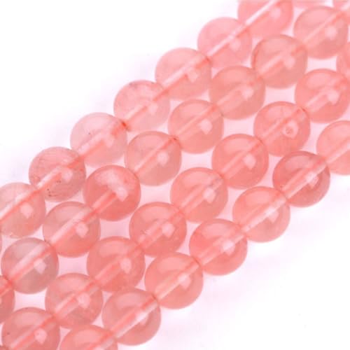 HAAMIIQII 35pcs 10mm Wassermelone Kirsch Quarz Kristall Perlen Runde Lose Edelstein Perlen für Schmuck Herstellung DIY Armband Halskette von HAAMIIQII