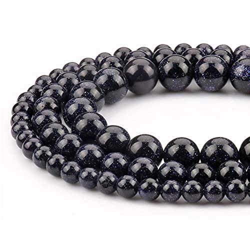 HAAMIIQII 35pcs 10mm natürliche blaue Sandstein Perlen Runde lose Edelstein Perlen für Schmuck Herstellung DIY Armband Halskette von HAAMIIQII