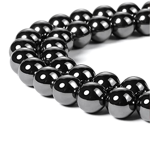 HAAMIIQII 35pcs 10mm natürliche schwarze Hämatit Perlen Runde lose Edelstein Perlen für Schmuck Herstellung DIY Armband Halskette von HAAMIIQII