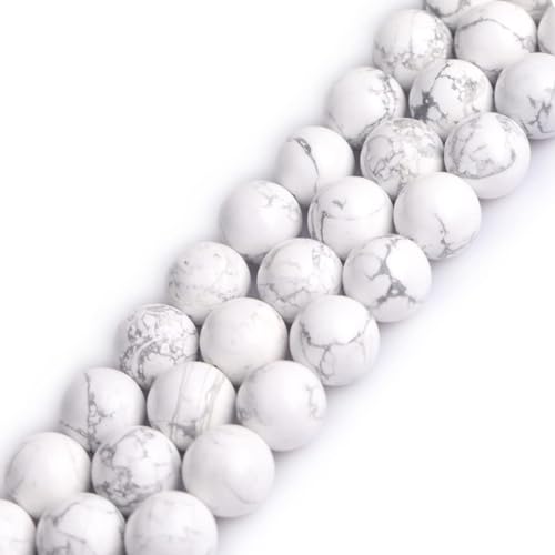 HAAMIIQII 35pcs 10mm natürliche weiße Howlit Perlen Runde lose Edelstein Perlen für Schmuck Herstellung DIY Armband Halskette von HAAMIIQII