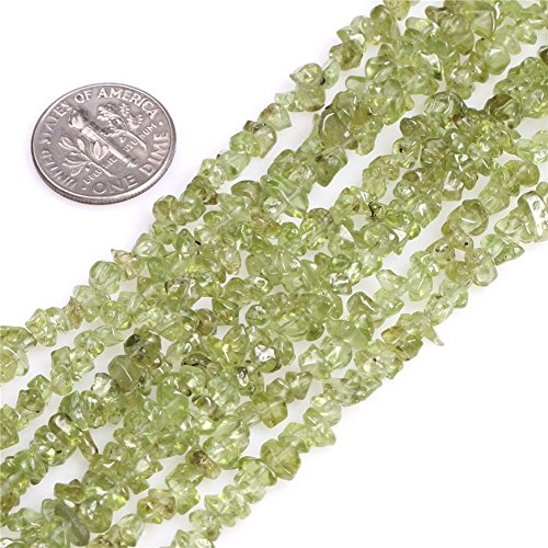 HAAMIIQII 4-5mm Natur Grün Peridot Chips Perlen Unregelmäßige Chip Steine Lose Edelstein Perlen für Schmuck Making Strang 80 cm von HAAMIIQII