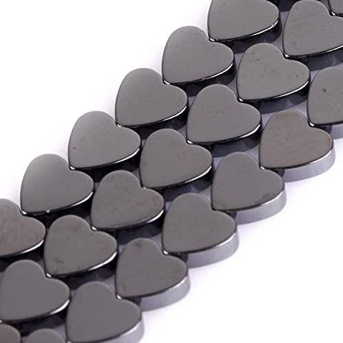 HAAMIIQII 40pcs 10mm natürliche schwarze Hämatit Lose Edelstein Perlen Herzform Abstandsstein Perlen für Schmuck Herstellung DIY Armband Halskette von HAAMIIQII