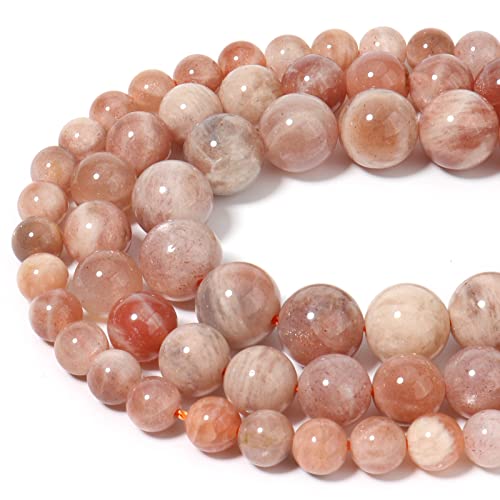 HAAMIIQII 45 Stück 8 mm natürliche Sonnenstein-Perlen, rund, lose Edelsteinperlen für Schmuckherstellung, DIY-Armband, Halskette von HAAMIIQII